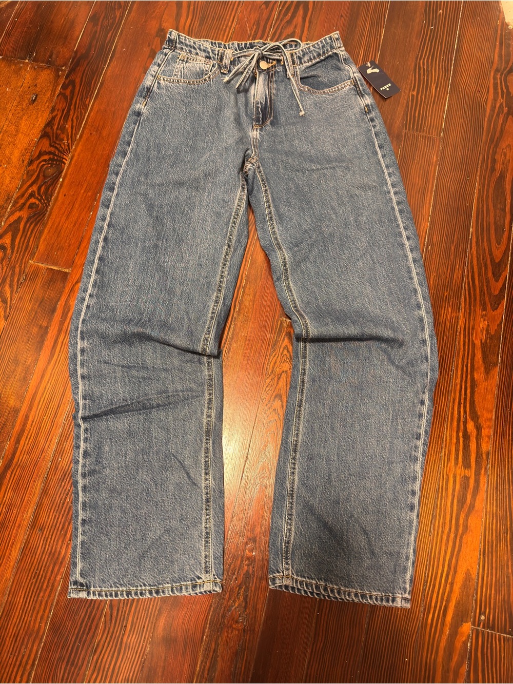 PARKE - Women's Mid-Rise Drawstring Baggy Jeans - Parke ME Medium Wash 4 NWT - Picture 4 of 7